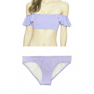 NWT VINCE CAMUTO XS bikini swimsuit bathing suit lilac ruffled off-shoulder